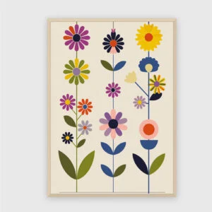 Boho nr 434 – akustiktavla med tryck, 104×73 cm, ljus ram