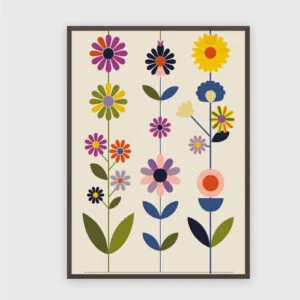 Boho nr 434 – akustiktavla med tryck, 104×73 cm, mörk ram