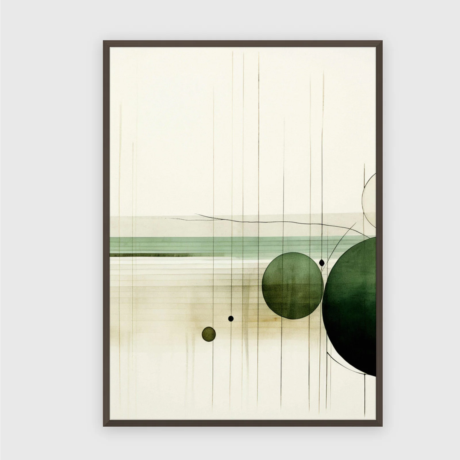 Boho nr 220 – akustiktavla med tryck, 104×73 cm, mörk ram