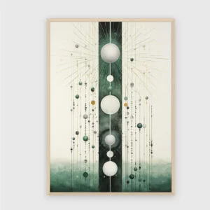 Boho nr 103 – akustiktavla med tryck, 104×73 cm, ljus ram
