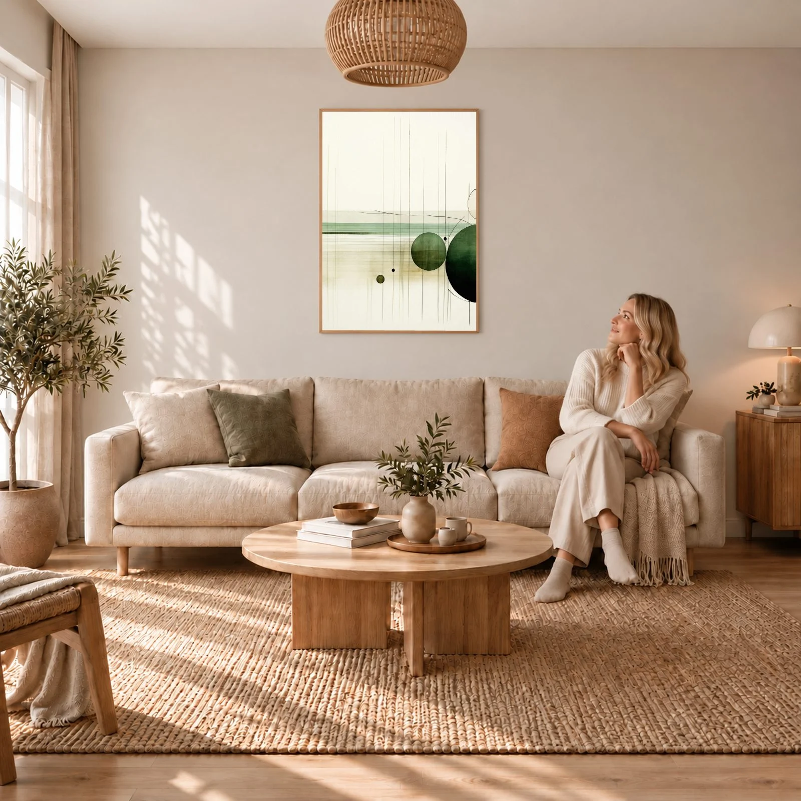 Boho nr 220 – akustiktavla med tryck, 104×73 cm